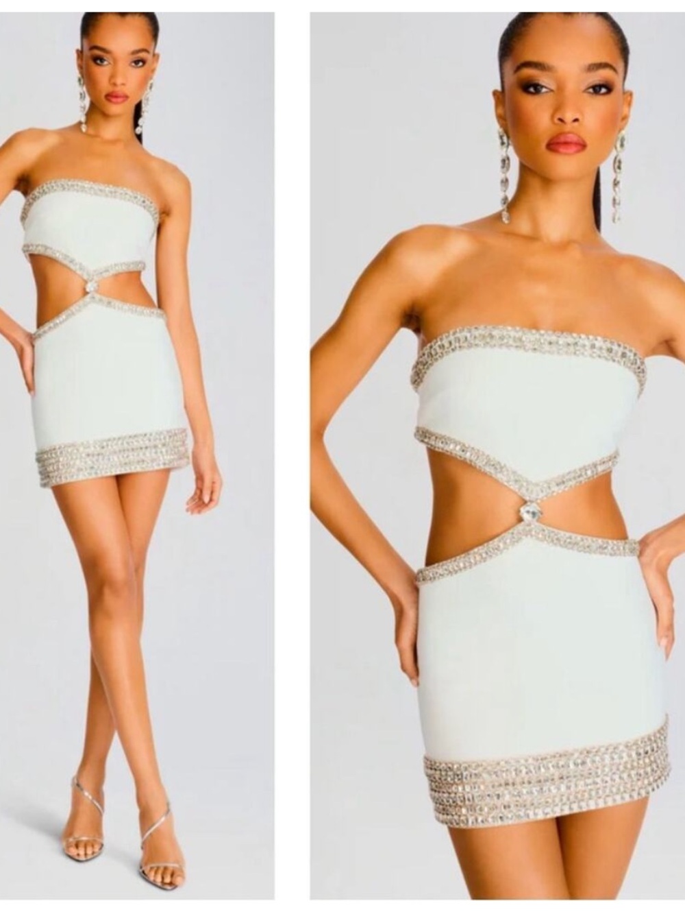 Retrofete White and Silver Mini Dress